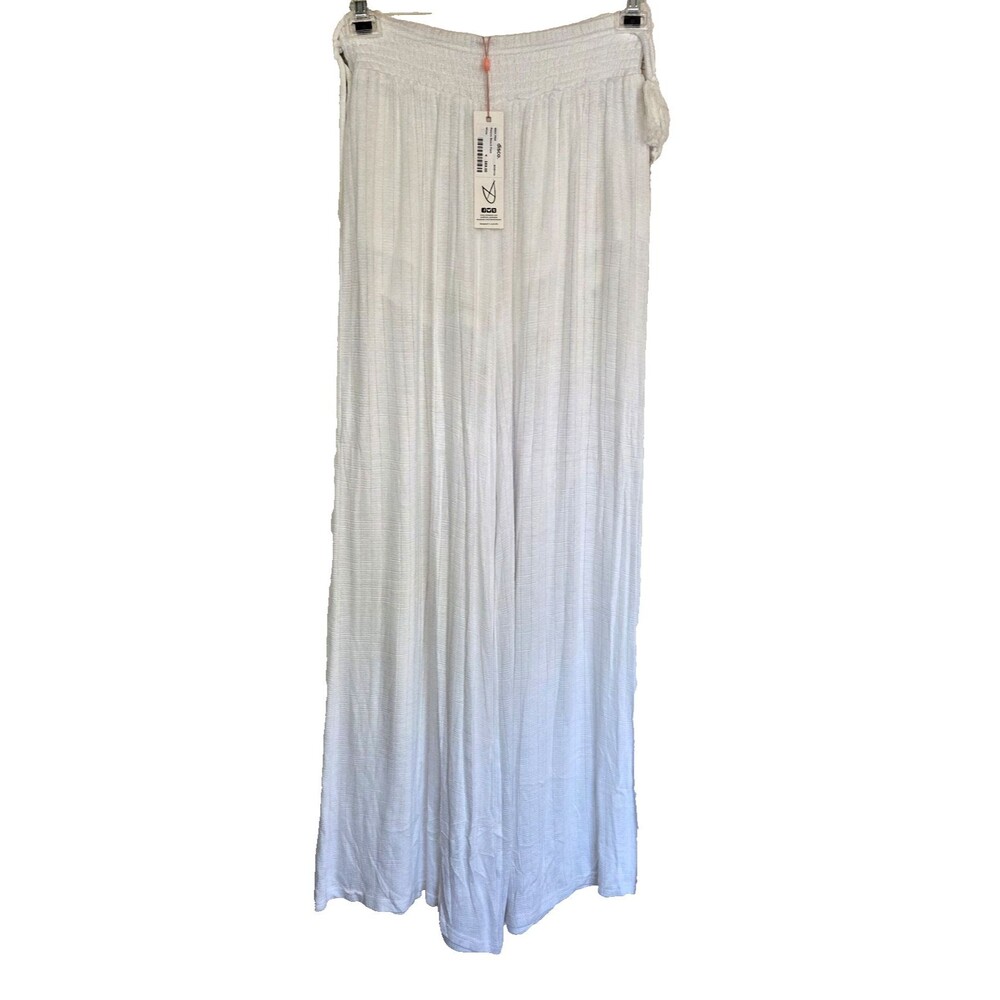 MINKPINK Relaxo Beach Pants White Lined Size Medium Vacation Resortwear